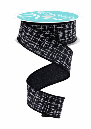 RIBBON | 1.5"X10YD | KNIT LOOK TEXTURE | BLACK AND WHITE | RGF168602