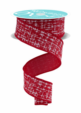 RIBBON | 1.5"X10YD | KNIT LOOK TEXTURE | RED AND WHITE | RGF168624