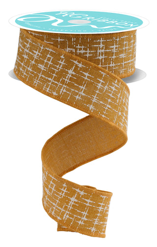 RIBBON | 1.5"X10YD | KNIT LOOK TEXTURE | DK MUSTARD/IVORY | RGF1689F4