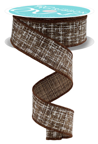 RIBBON | 1.5"X10YD | KNIT LOOK TEXTURE | DK BROWN/IVORY | RGF1692M5