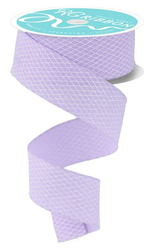 RIBBON | 1.5"X10YD MINI HARLEQUIN DESIGN - GLITTER | LT. LAVENDER/WHITE | RGF169513
