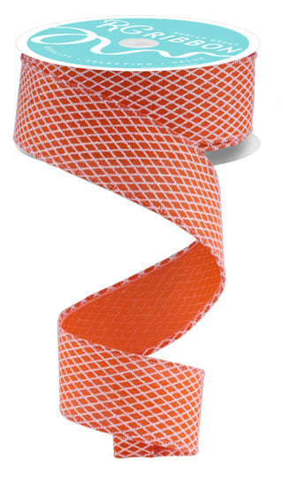 RIBBON | 1.5"X10YD MINI HARLEQUIN DESIGN - GLITTER | ORANGE/WHITE | RGF169520