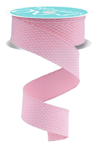 RIBBON | 1.5"X10YD MINI HARLEQUIN DESIGN - GLITTER | ROSE PINK /WHITE | RGF1695EH