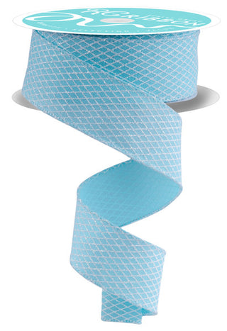 RIBBON | 1.5"X10YD MINI HARLEQUIN DESIGN - GLITTER | ICE BLUE/WHITE | RGF1695H1