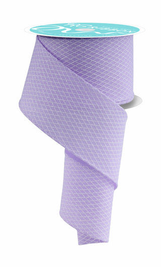 RIBBON | 2.5"X10YD MINI HARLEQUIN DESIGN - GLITTER | LT. LAVENDER/WHITE | RGF169613