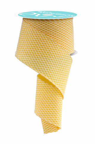 RIBBON | 2.5"X10YD MINI HARLEQUIN DESIGN - GLITTER | YELLOW/WHITE | RGF169629