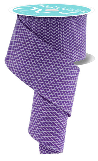 RIBBON | 2.5"X10YD MINI HARLEQUIN DESIGN | DK. LAVENDER/WHITE | RGF1696WF