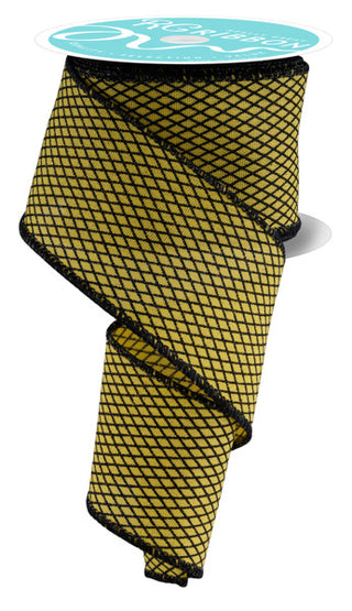 RIBBON | 2.5"X10YD MINI HARLEQUIN DESIGN | YELLOW/BLACK | RGF16998N