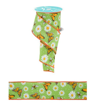RIBBON | 2.5"X10YD | BUTTERFLIES/BEES AND DAISIES  | RGF174433