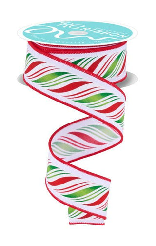 RIBBON | 1.5"X10YD | Peppermint Twist | White/Red/Green/Silver | RGF174967 - Unique in the Creek LTD