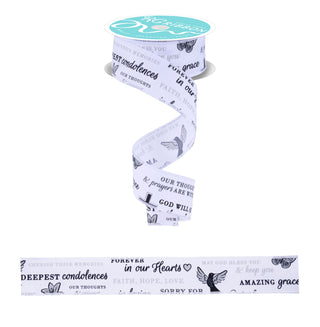 RIBBON | 1.5"X10YD | SYMPATHY | WHITE/BLACK/GREY | RGF187327