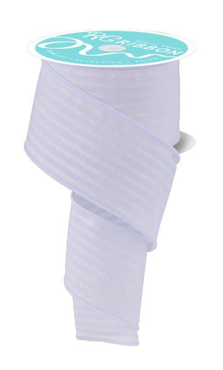 RIBBON | 2.5"X10YD GLITTER VERTICAL STRIPE | WHITE | RGF197527 - Unique in the Creek LTD