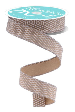 RIBBON | 7/8""X10YD MINI HARLEQUIN DESIGN - GLITTER | BEIGE/BLACK | RGF769501