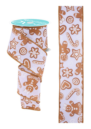 RIBBON | 2.5"X10YD GINGERBREAD | WHITE/BRN/TAN | RGH136527