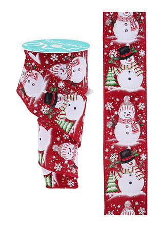 RIBBON | 2.5"X10YD | WINTER SNOWMEN| RED/WHITE/GREEN | RGH143524