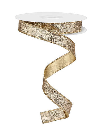 RIBBON | 5/8"X10YD | GLITTER ON METALLIC | CHAMPAGNE | RJ2030P5