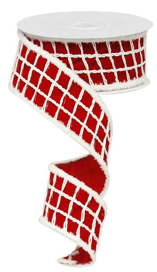 RIBBON | 2.5" X 10 YD | VELVET CHECK W/DRIFT  | RED/WHITE | RN5160KK