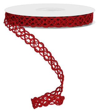 RIBBON | 5/8" X 10YD | OPEN WEAVE WIRED | RED | RN586124