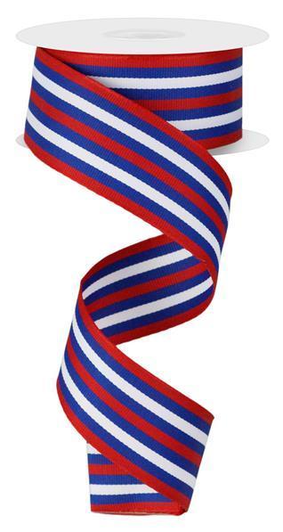 RIBBON | 1.5"X10YD VERTICAL STRIPE - RED/WHITE/BLUE | PATRIOTIC | RN5875