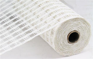 DECOMESH | 10"X10YD POLY BURLAP CHECK MESH | WHITE | RP812827