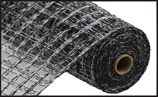 DECOMESH | 10"X10YD | TWO-TONE POLY BURLAP | CHECK | MESH | BLACK/WHITE | RP815340