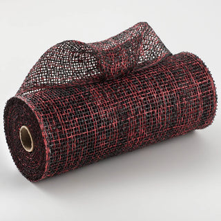 DECOMESH | 10"X10YD | TWO-TONE POLY BURLAP | CHECK | BLACK/RED | RP8156E9