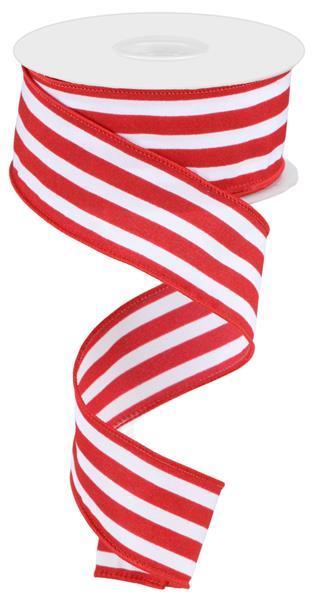 RIBBON | 1.5"X10YD | VERTICAL STRIPE | RED/WHITE | RX913567