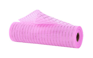 DECOMESH | 10.25"X10YD "NEW" FINE WEAVE METALLIC MESH | PINK W/PINK FOIL | RY500122