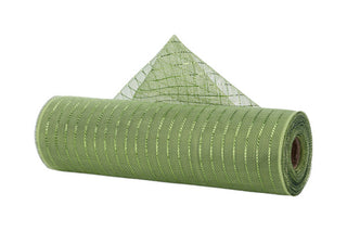 DECOMESH | 10.25"X10YD "NEW" FINE WEAVE MESH | MOSS/APPLE W/LIME FOIL | RY500132