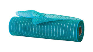 DECOMESH | 10.25"X10YD "NEW"FINE WEAVE METALLIC MESH | TEAL W/TURQUOISE FOIL | RY500160