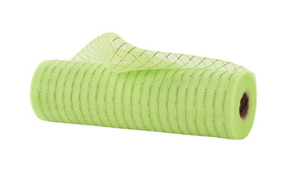 DECOMESH | 10.25"X10YD | "NEW"| FINE WEAVE METALLIC MESH | APPLE GREEN W/LIME FOIL | RY5001KE