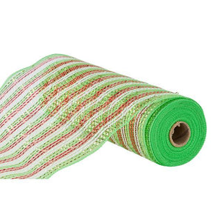 DECOMESH | 10.25"X10YD WIDE FOIL MESH | LIME GREEN/RED/WHITE | RY8017D7