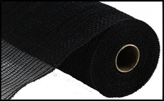 DECOMESH | 10.25"X10YD | FAUX JUTE | PP STRIPE | BLACK | FABRIC MESH | RY831202