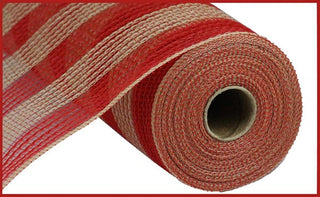 DECOMESH | 10.25"X10YD FAUX JUTE/PP SMALL STRIPE | RED/NATURAL | RY831952