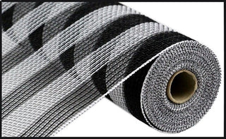 DECOMESH | 10.25"X10YD FAUX JUTE/PP SMALL STRIPE | BLACK/WHITE | RY831962