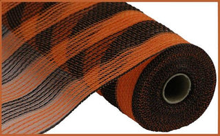 DECOMESH | 10.25"X10YD FAUX JUTE/PP SMALL STRIPE | BLACK/ORANGE | RY8319F7