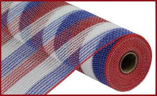 DECOMESH | 10.25"X10YD PP/FAUX JUTE SMALL STRIPE | RED/WHITE/BLUE | RY8321D1
