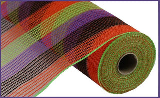 DECOMESH | 10.25"X10YD PP/FAUX JUTE SMALL STRIPE | OR/BLK/GRN/PURP | RY8321D2