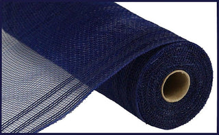DECOMESH | 10.25"X10YD | POLY/FAUX JUTE/MATTE BORDER STRIPE MESH | NAVY BLUE | RY832419