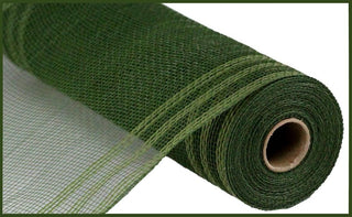 DECOMESH | 10.25"X10YD | POLY/FAUX JUTE/MATTE BORDER STRIPE MESH | MOSS GREEN | RY832449