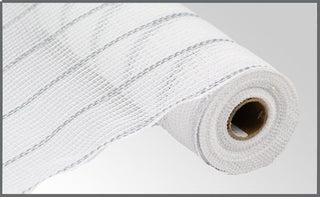 DECOMESH | 10.25"X10YD POLY/FAUX JUTE/MATTE MESH | WHITE/SILVER | RY832998