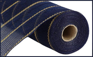 DECOMESH | 10.25"X10YD | POLY JUTE | METALLIC | NAVY BLUE/MATTE GOLD | MESH | RY8329CF