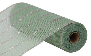 DECOMESH | 10.25"X10YD POLY/FAUX JUTE/MATTE MESH | SAGE GREEN/SILVER | RY8329W6