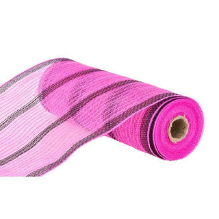 DECOMESH | 10.5"X10YD FAUX JUTE STRIPED MESH | HOT PINK/BLACK | RY8337JR