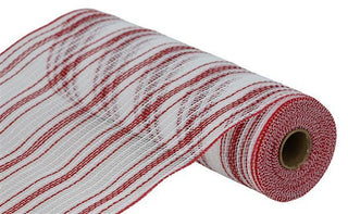 DECOMESH | 10.25"X10YD FARMHS STRIPE FAUX JUTE MESH | RED/WHITE | RY834449