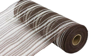 DECOMESH | 10.25"X10YD FARMHS STRIPE FAUX JUTE MESH | CHOCOLATE/CREAM | RY8344EM