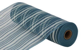 DECOMESH | 10.25"X10YD | FARMHOUSE STRIPE | FAUX JUTE | SMOKE BLUE/CREAM | MESH | RY8344EW