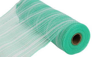 DECOMESH | 10.25"X10YD FARMHS STRIPE FAUX JUTE MESH | MINT GREEN/WHITE | RY8344Y6