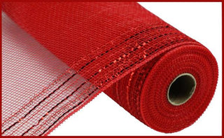 DECOMESH | 10" x 10yd | RED/RED  | TINSEL BORDER MESH | RY850724