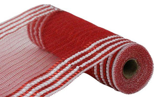 DECOMESH | 10.25"X10YD | MATTE XL FOIL | BORDER MESH | RED/WHITE | RY851549